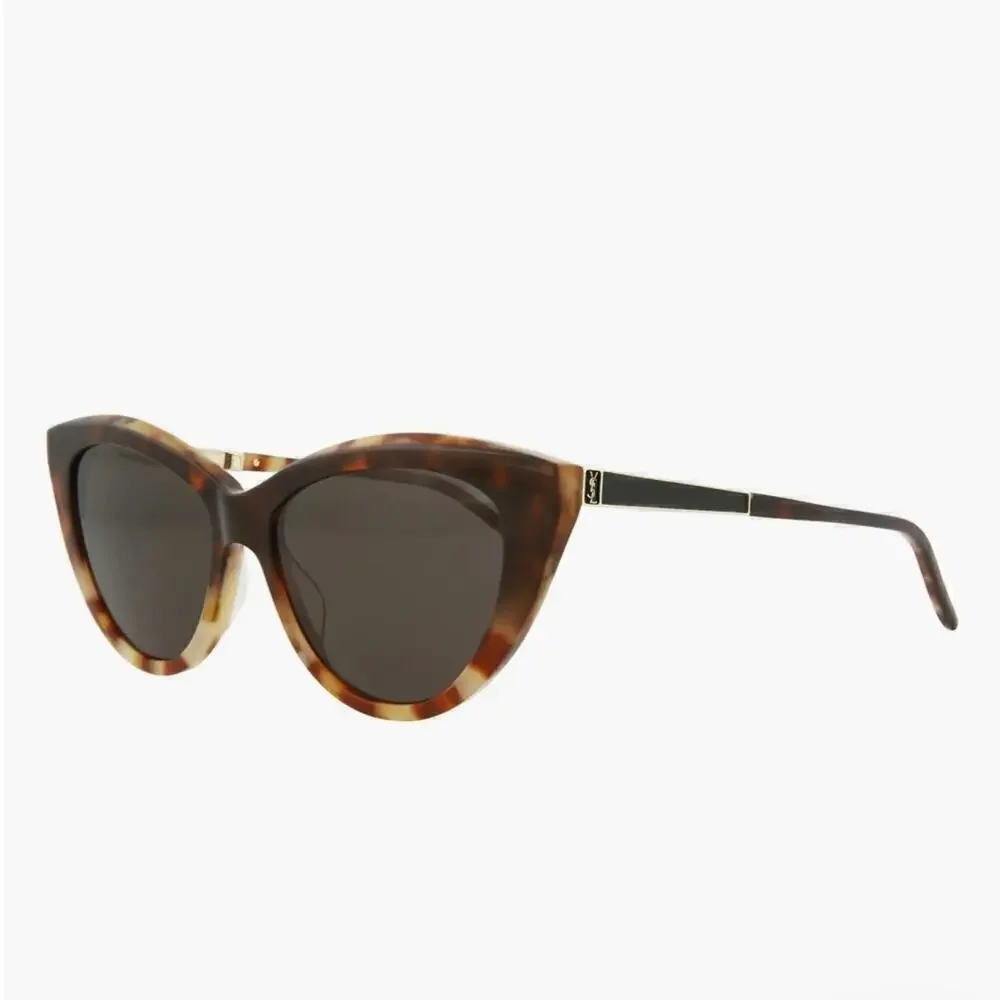 Saint Laurent 55mm Cat Eye Sunglasses Havana Gold black